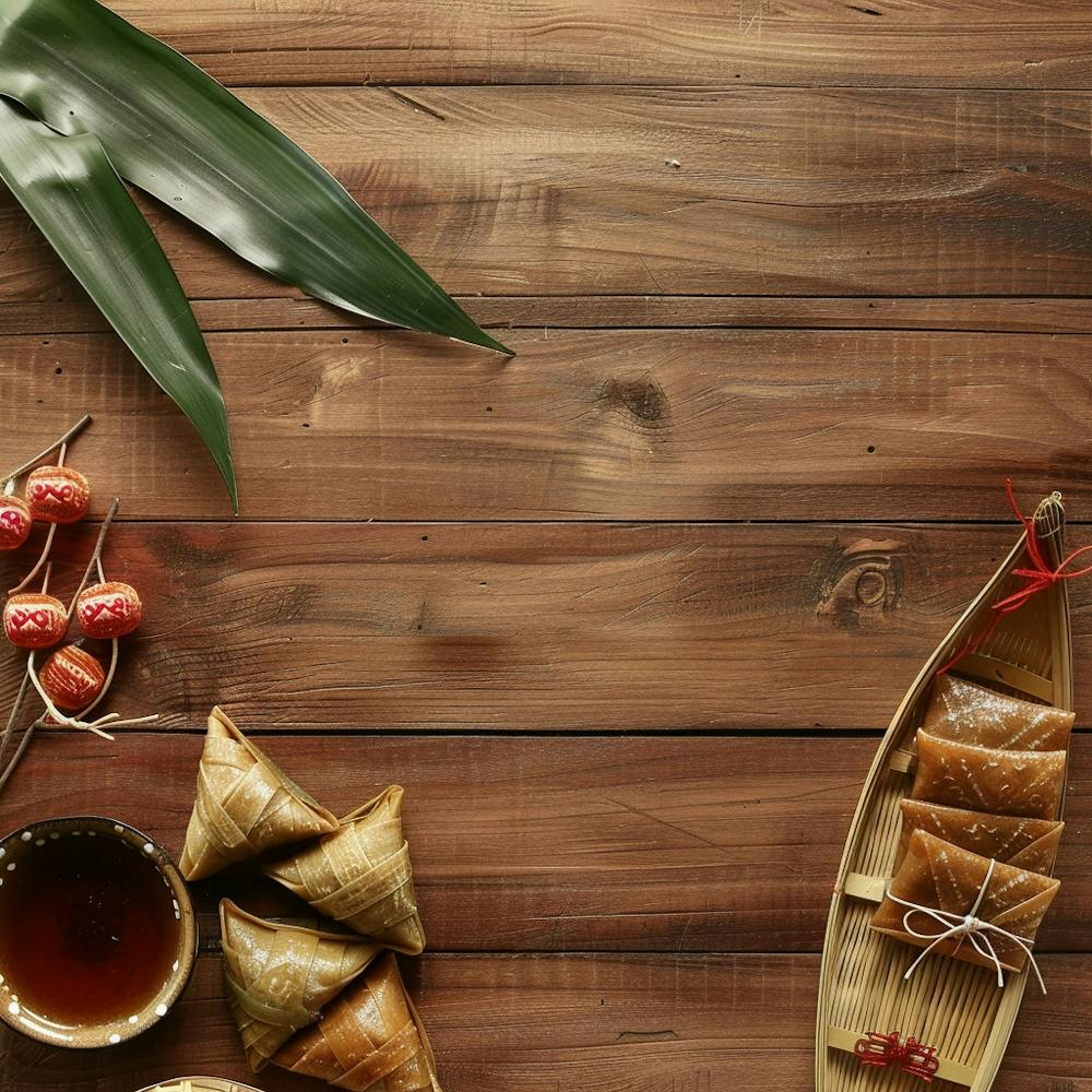 Dragon Boat Festival Wooden Table From Above Banner