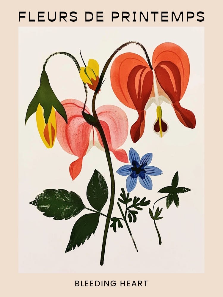 Spring Floral French Poster  Bleeding Heart 3