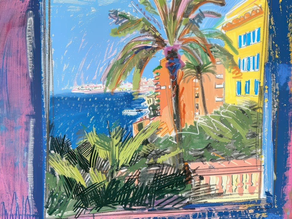 Monaco From The Window View Painting 1