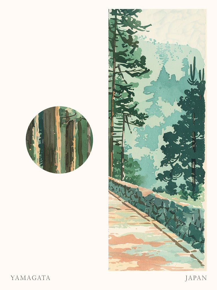 Yamagata Japan 5 Cut Out Travel Poster