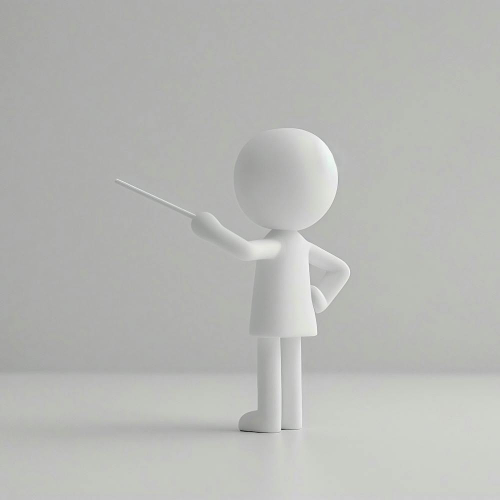 3d Character Pointing A Stick