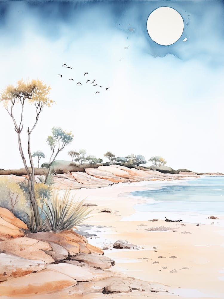 Watercolour Of Shell Beach   Shark Bay Western Australia 0