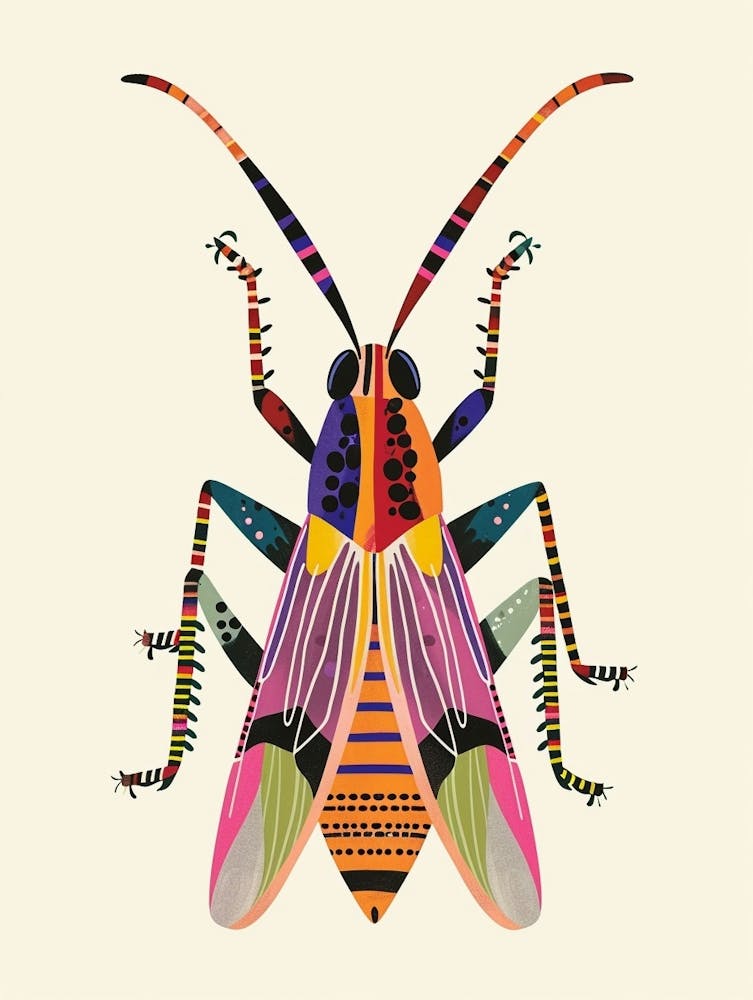 Colourful Insect Illustration Grasshopper 7