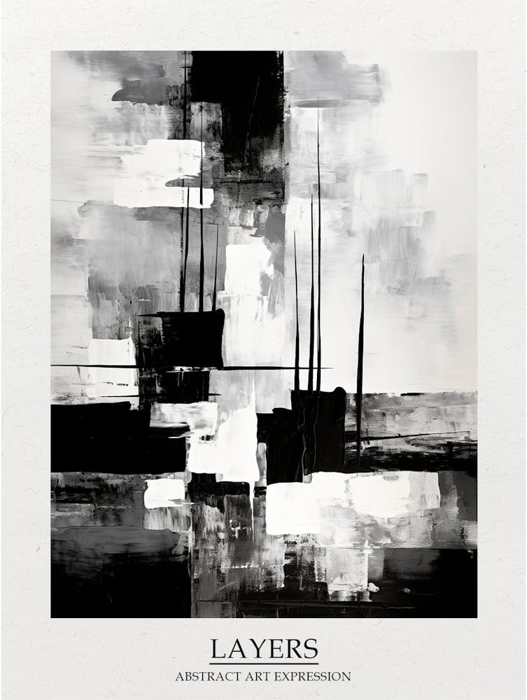 Layers Abstract Black And White 1 Poster