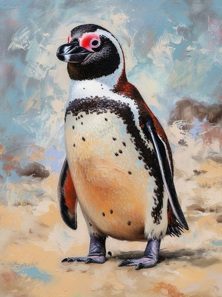 African Penguin Carcass Island Oil Painting 3