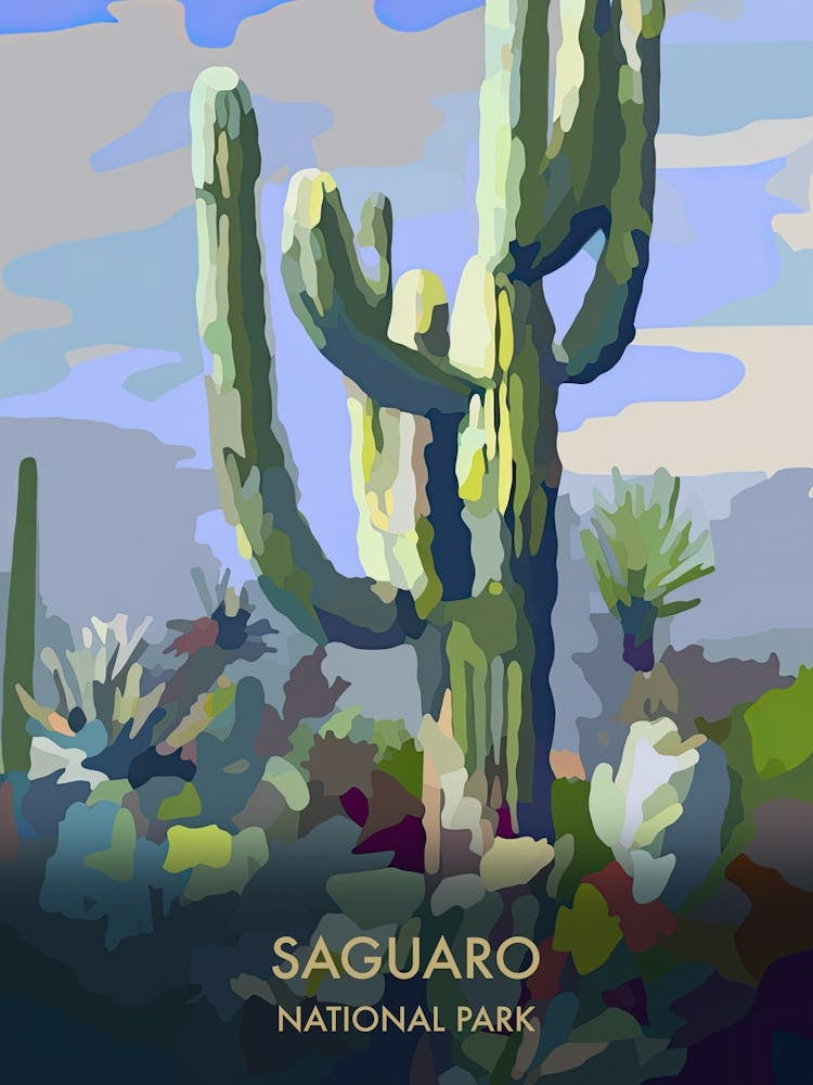 Saguaro National Park Travel Poster Matisse Style 1