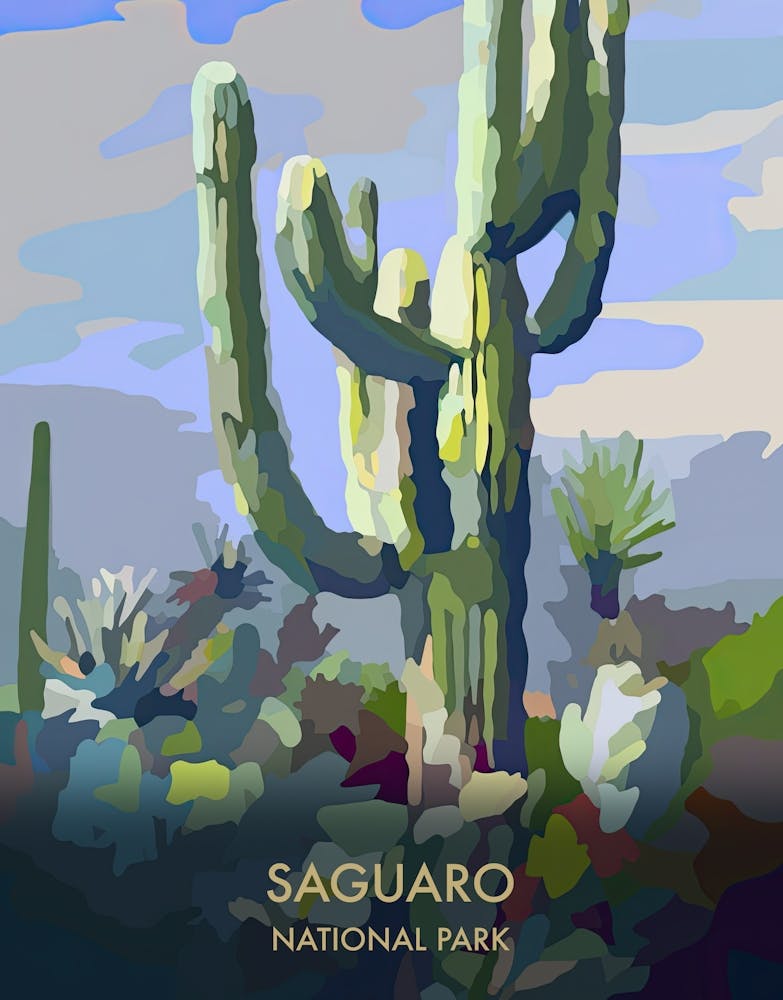 Saguaro National Park Travel Poster Matisse Style 1