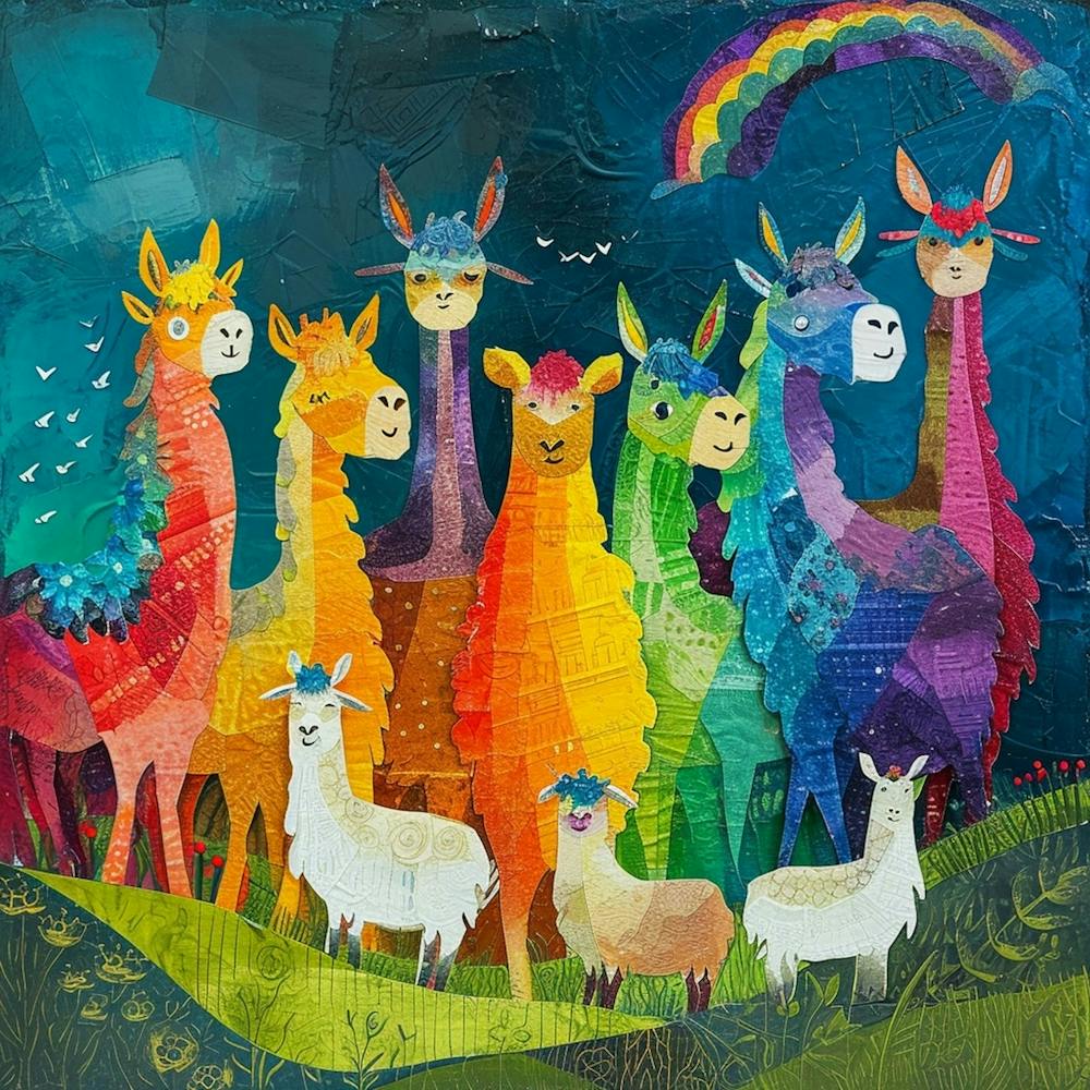 Rainbow Alpaca Kitsch Collage 1