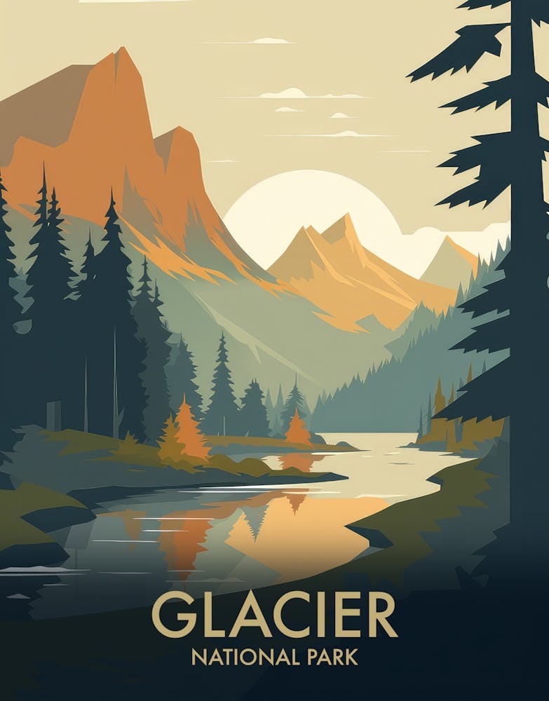 Glacier National Park Vintage Travel Poster 16