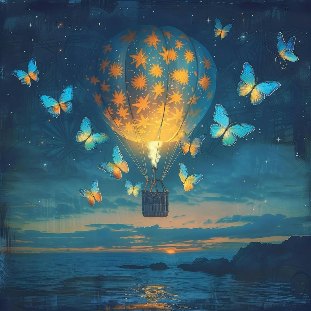 Hot Air Balloon With Butterflies 2