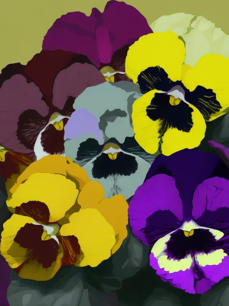 Pansies Pop Art Andy Warhol Style 3
