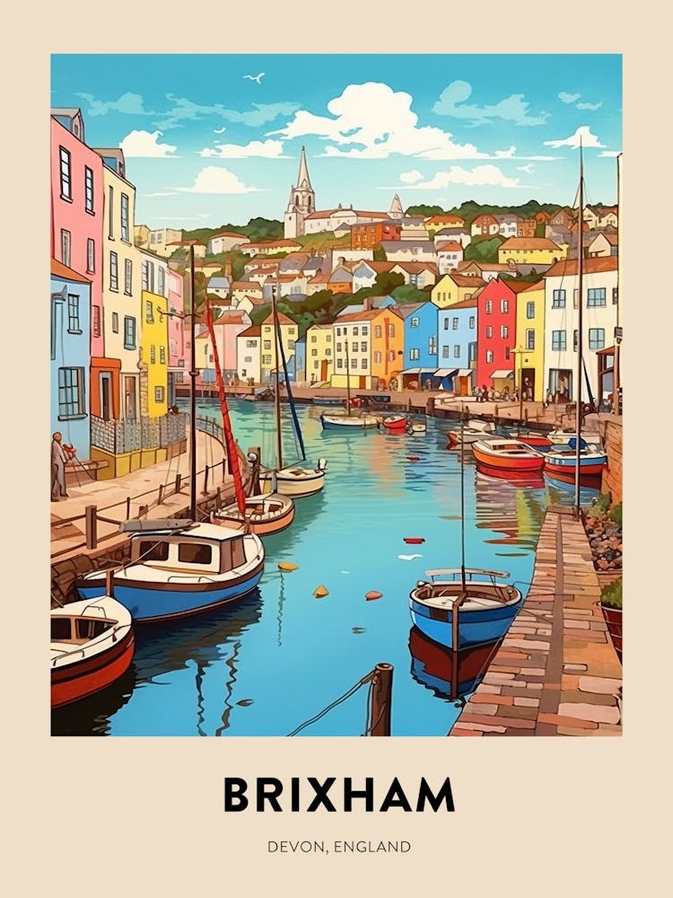 Devon Vintage Travel Poster Brixham 2
