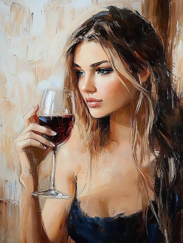 Girl With A Glass Of Wine