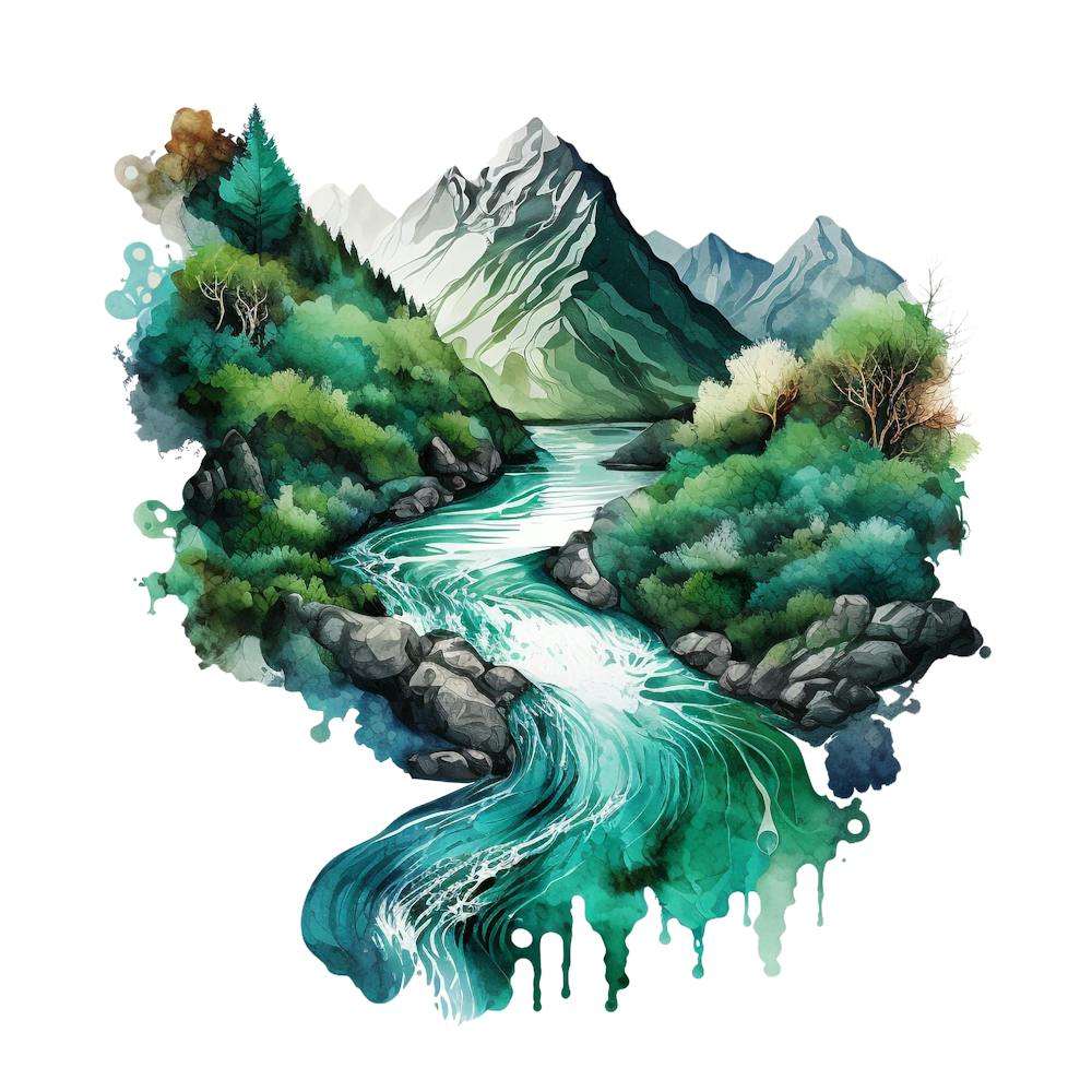 Watercolour Of A River