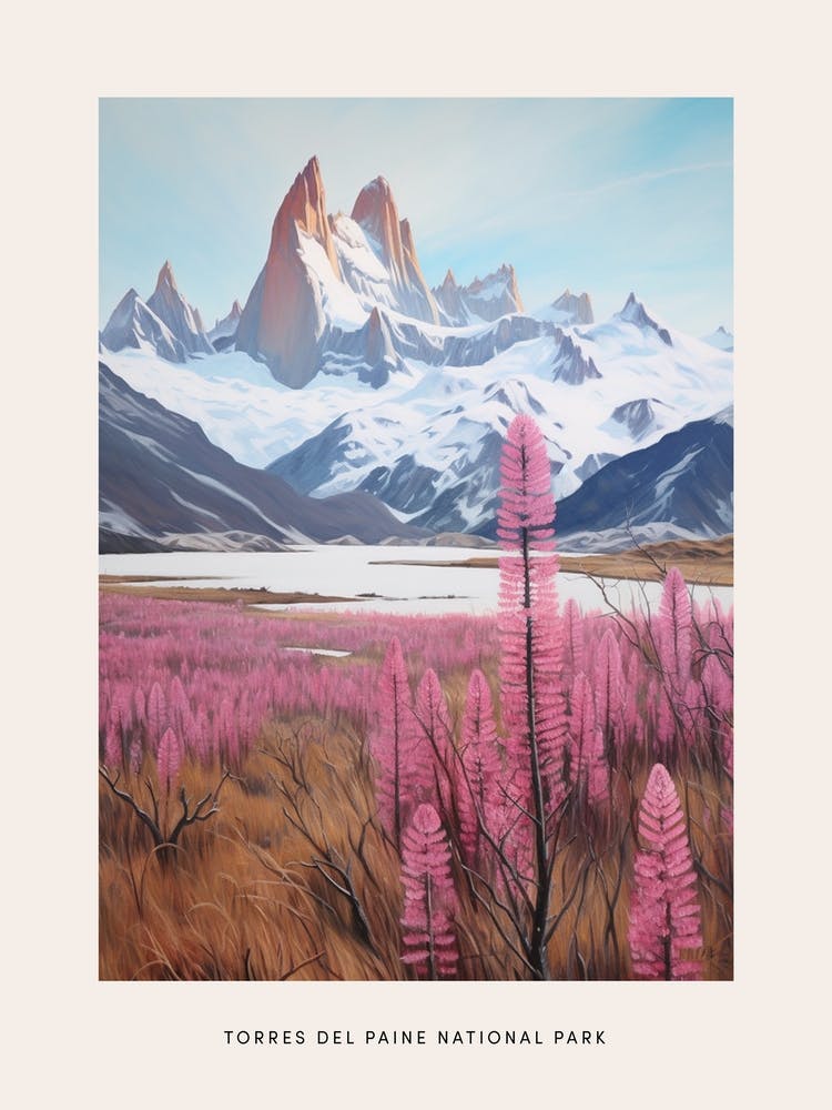 Dreamy Winter National Park Poster  Torres Del Paine National Park Argentina 4