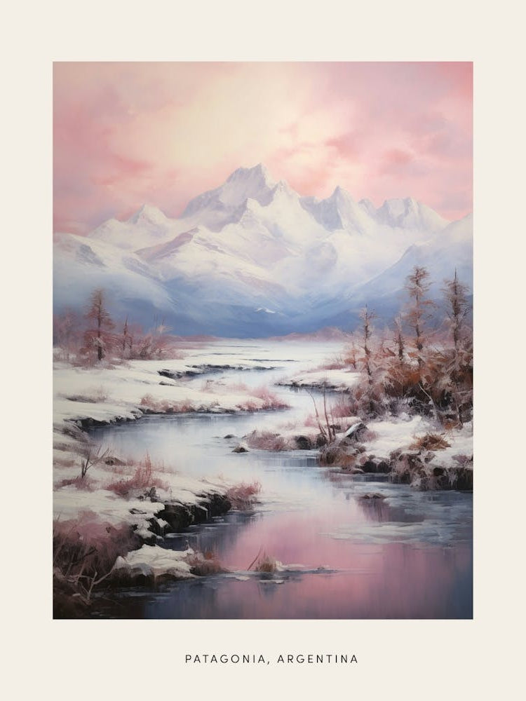 Dreamy Winter Painting Poster Patagonia Argentina 3