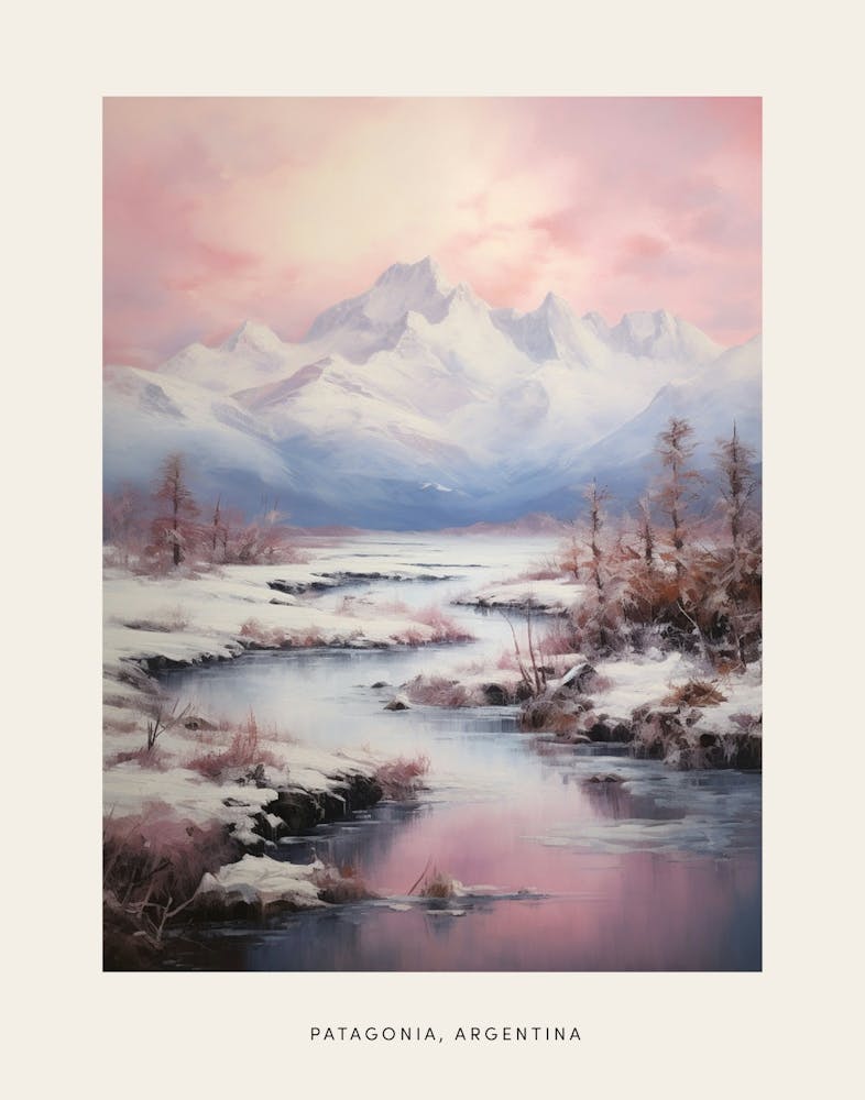Dreamy Winter Painting Poster Patagonia Argentina 3