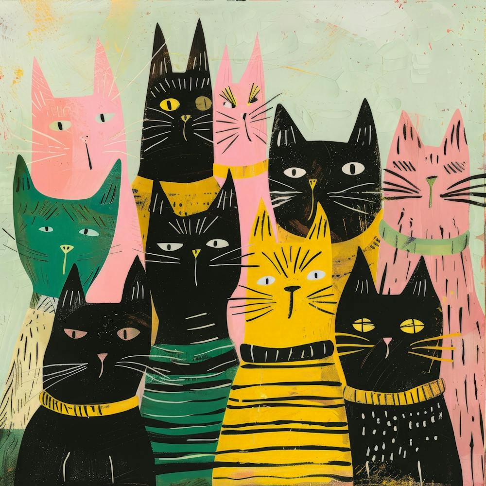 Katzen in einer Gruppe