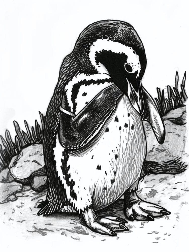 African Penguin Preening Their Feathers 3