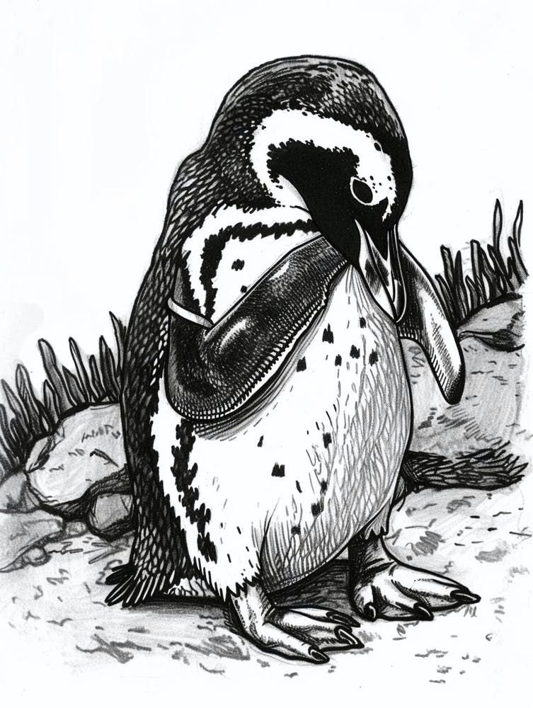 African Penguin Preening Their Feathers 3
