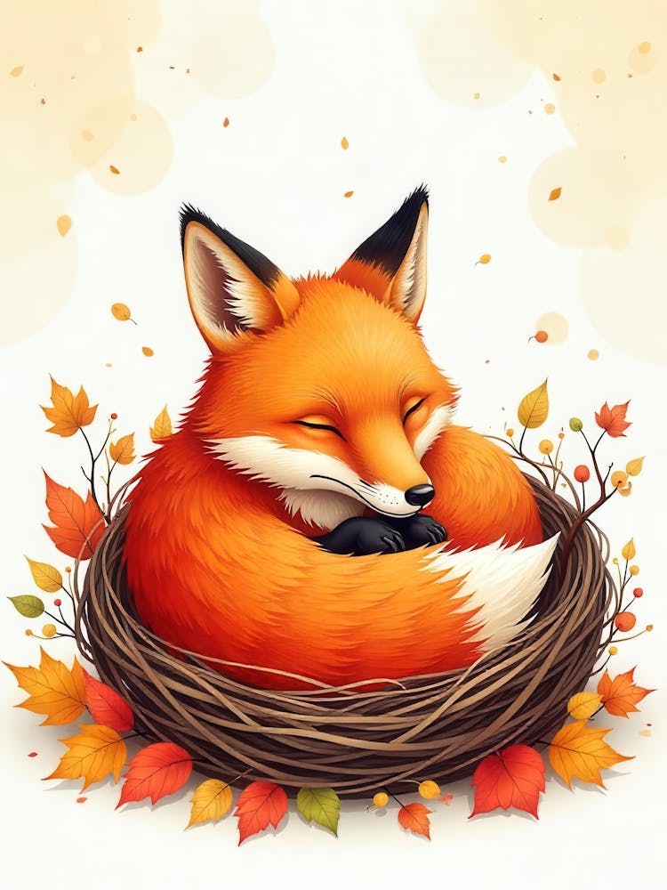 Fox Sleeping In The Nest