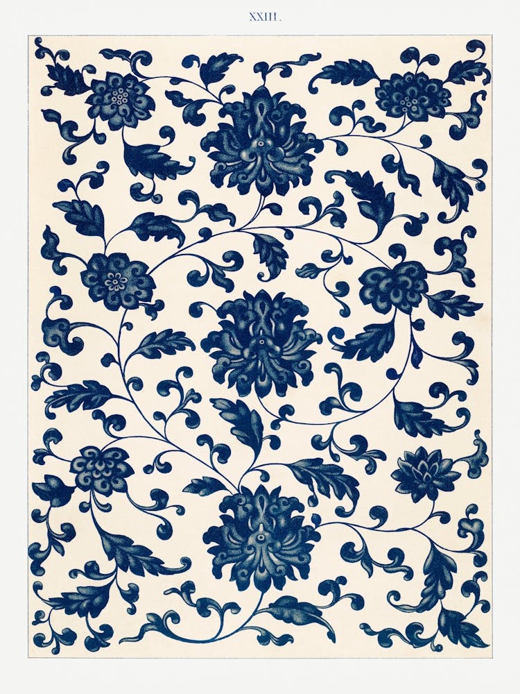Chinese Blue And White Floral Painting