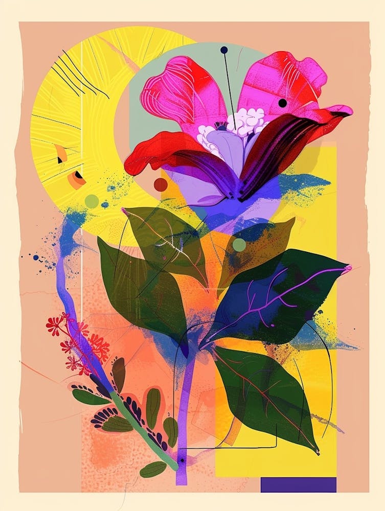 Moonflower 3 Neon Flower Collage