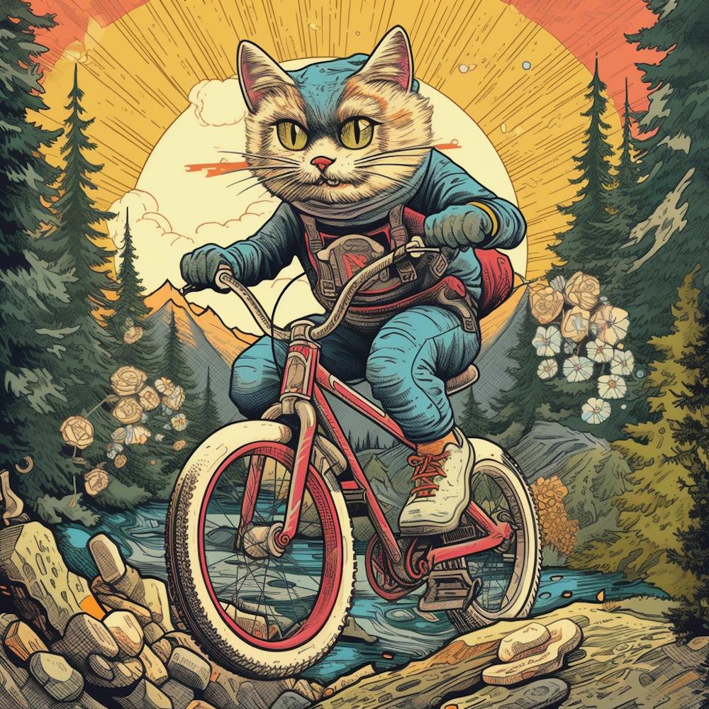 Cat Riding A Bike 1