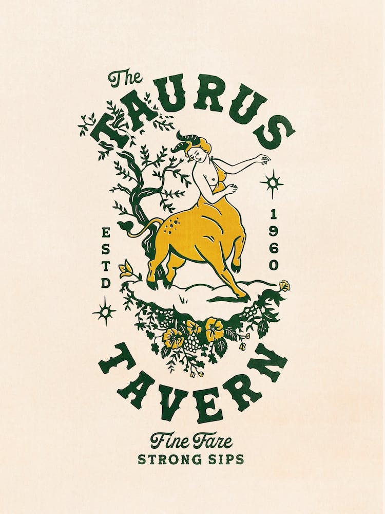 Taurus Vintage Toile Tavern Art