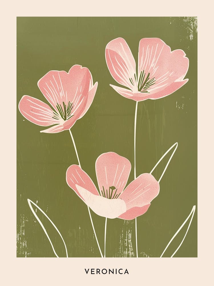Affiche Fleur Veronica Rose & Verte 2