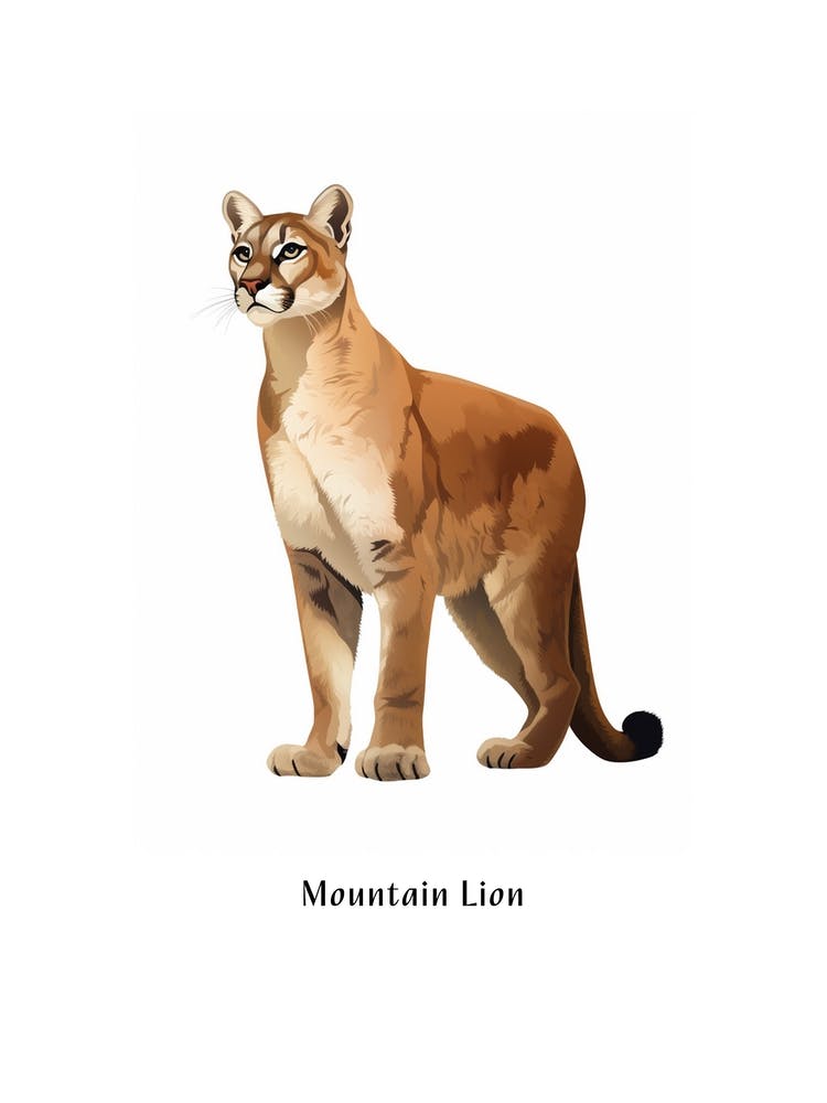 Mountain Lion Kids Animal Poster