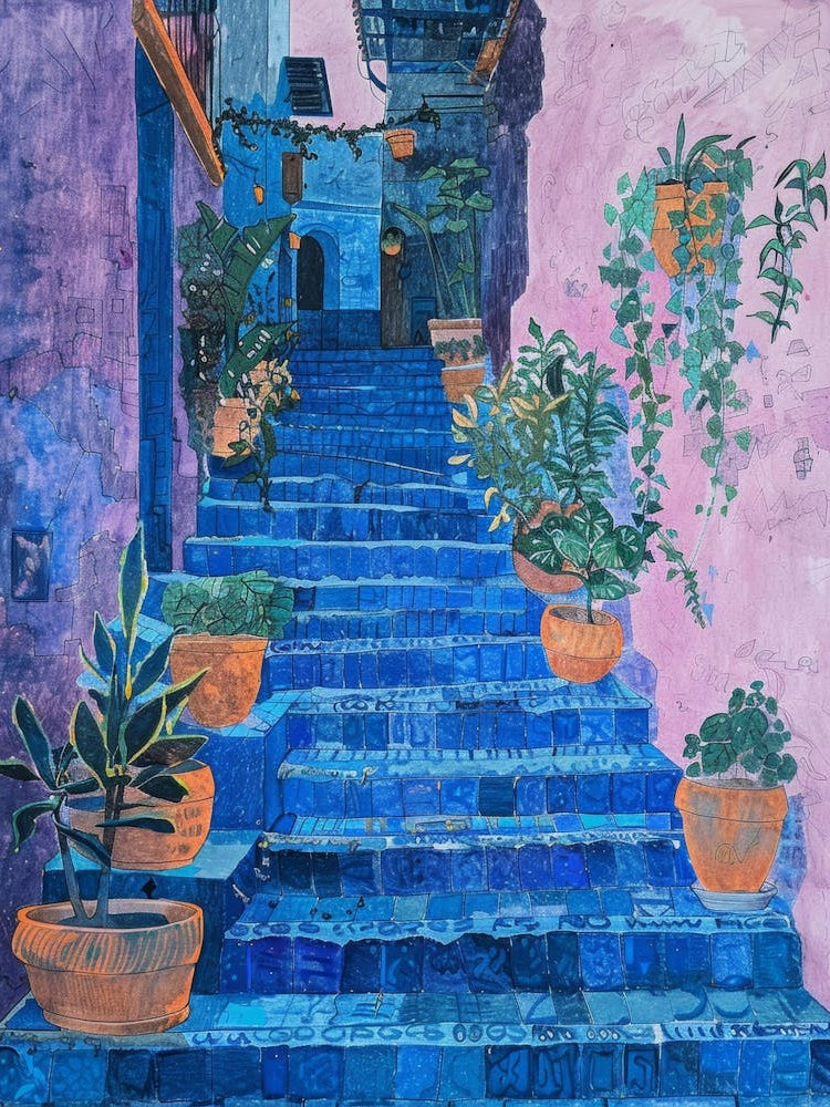 Blue Stairs In Morocco 1