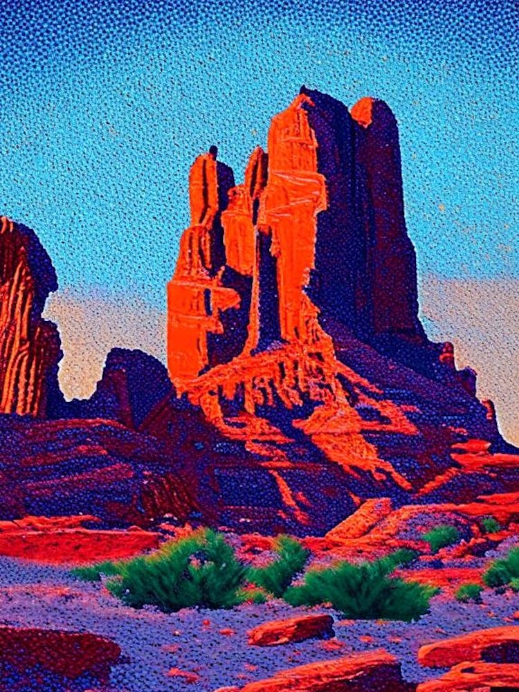 Arches National Park United States Of America Pointillism