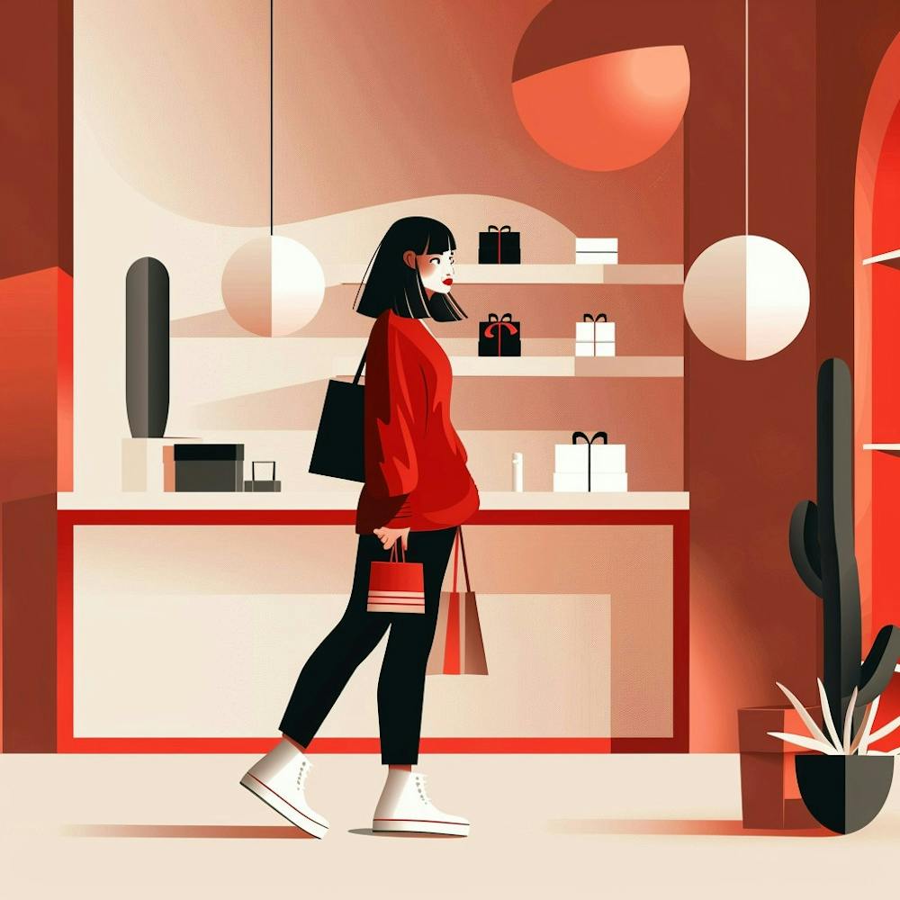 Illustration Of A Woman In A Shop