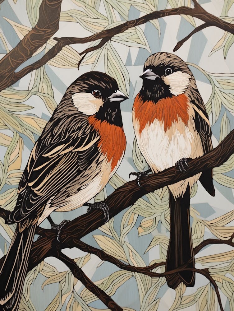 Art Nouveau Birds Poster Sparrow 4