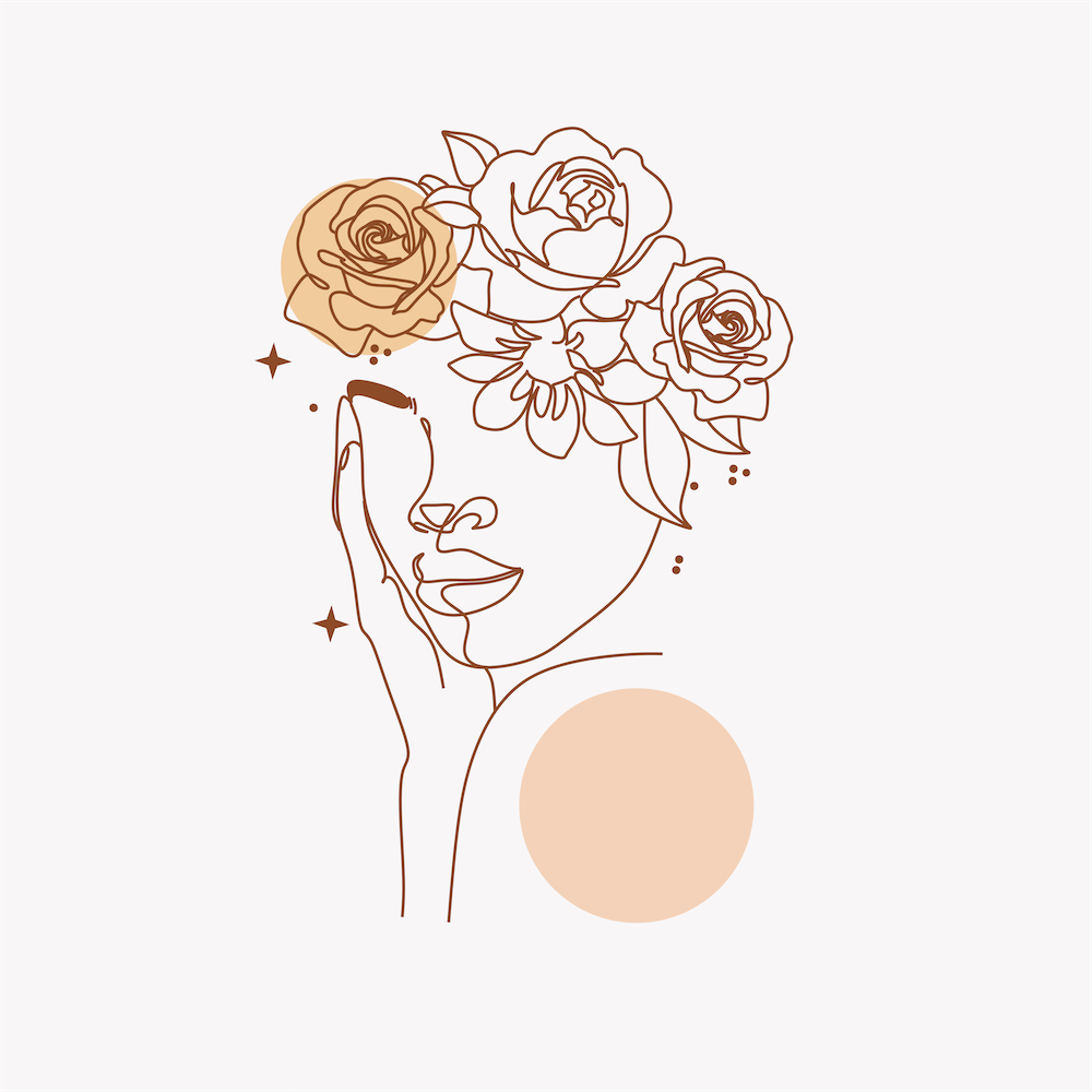 Floral Head Line Woman print
