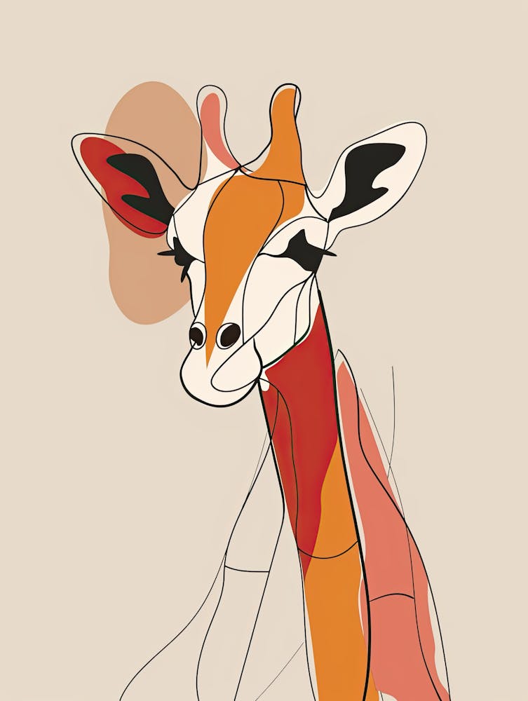 Giraffe - Boho, Line Art 14