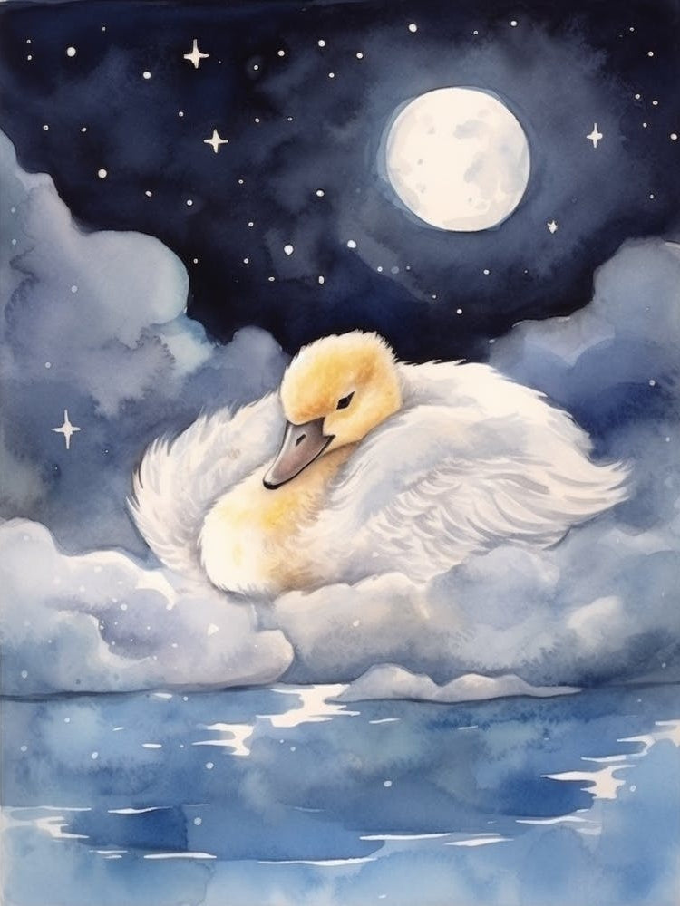 Baby Swan Sleeping In The Clouds