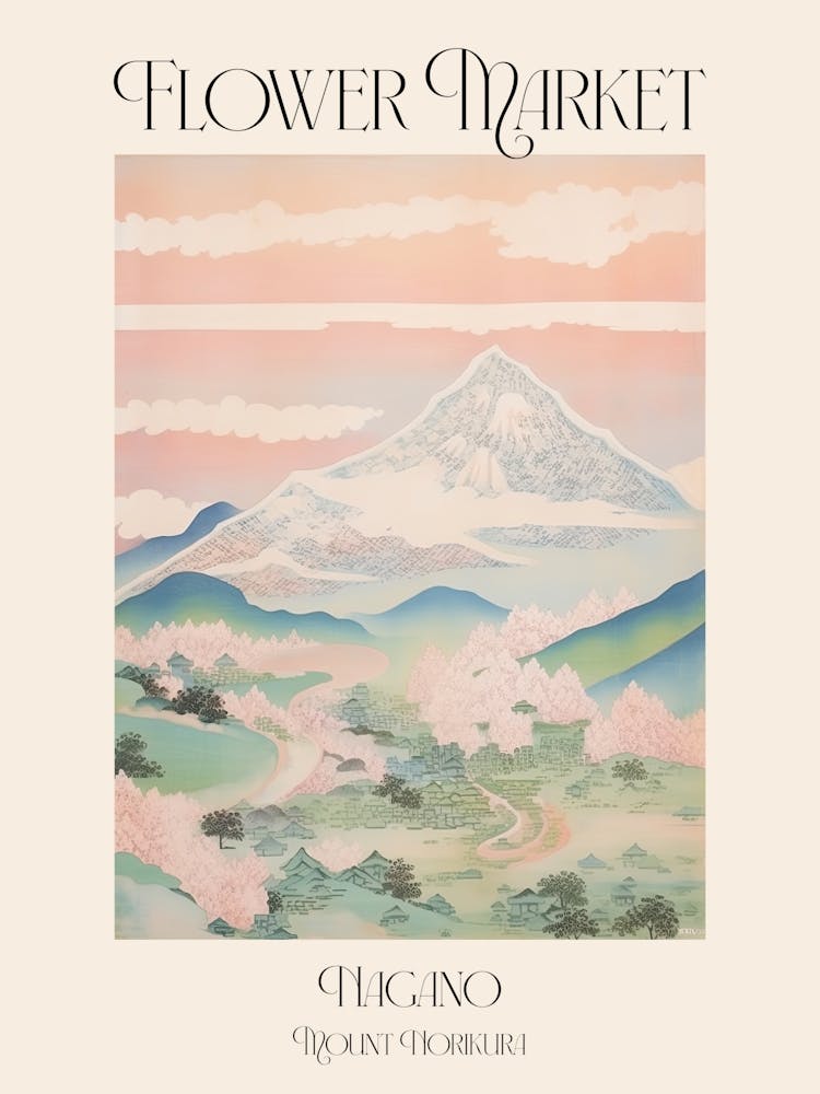 Flower Market Mount Norikura In Nagano, Japanese Landscape 1 Poster