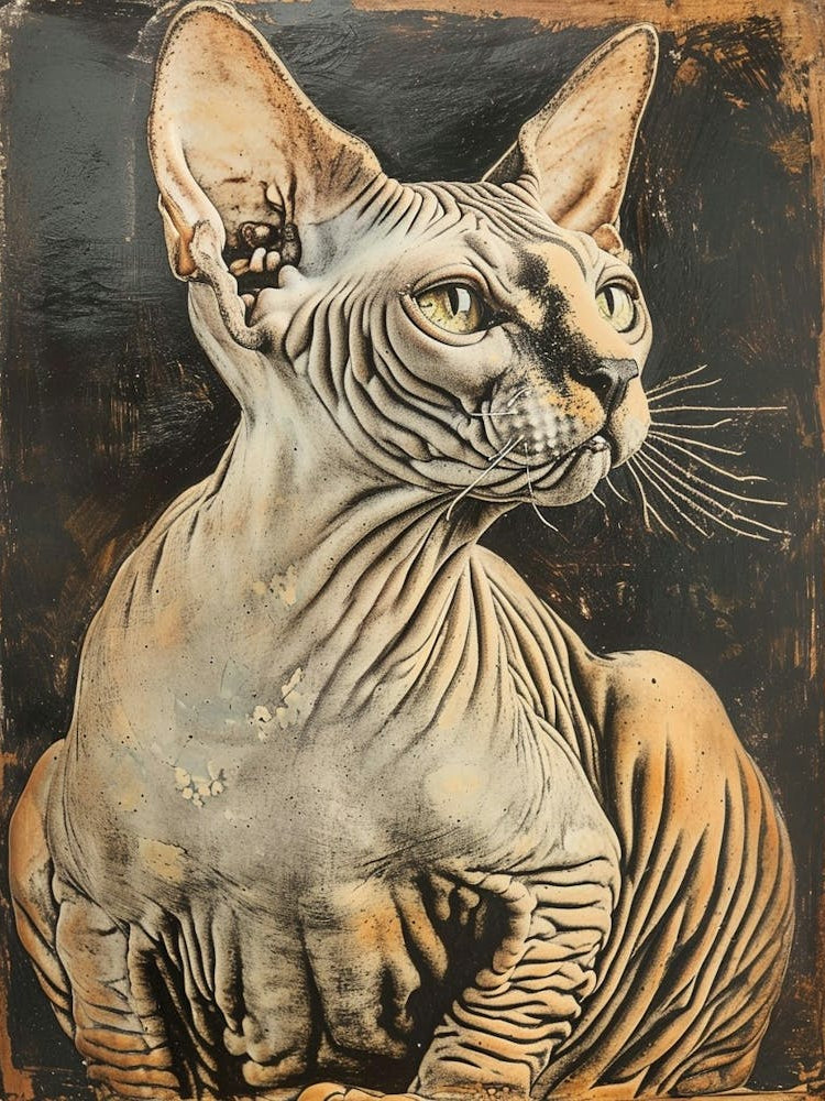 Sphynx Cat Relief Illustration 2