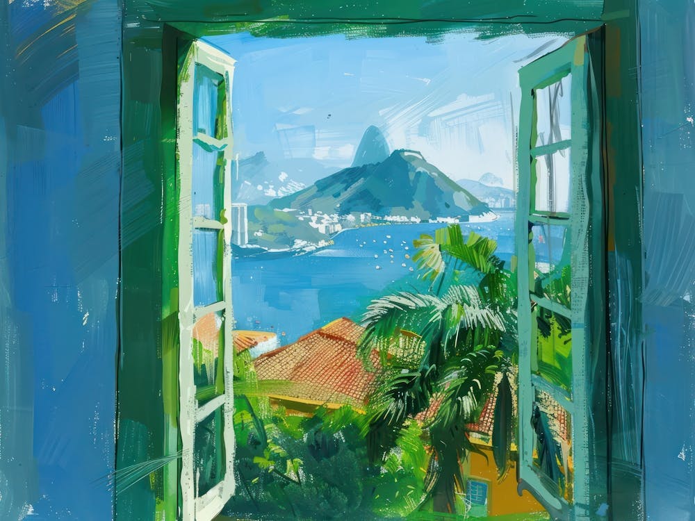 Rio De Janeiro From The Window View Painting 3