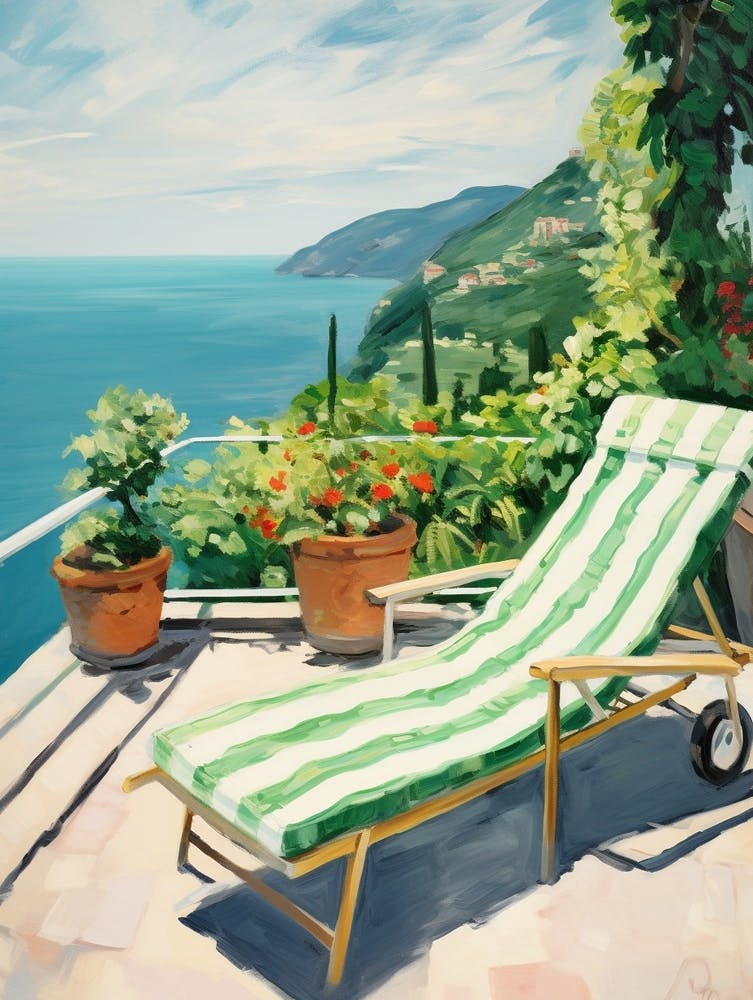 Sun Lounger By The Pool In Positano Italy