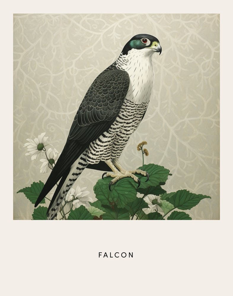 Ohara Koson Inspired Bird Painting Falcon 2 Poster