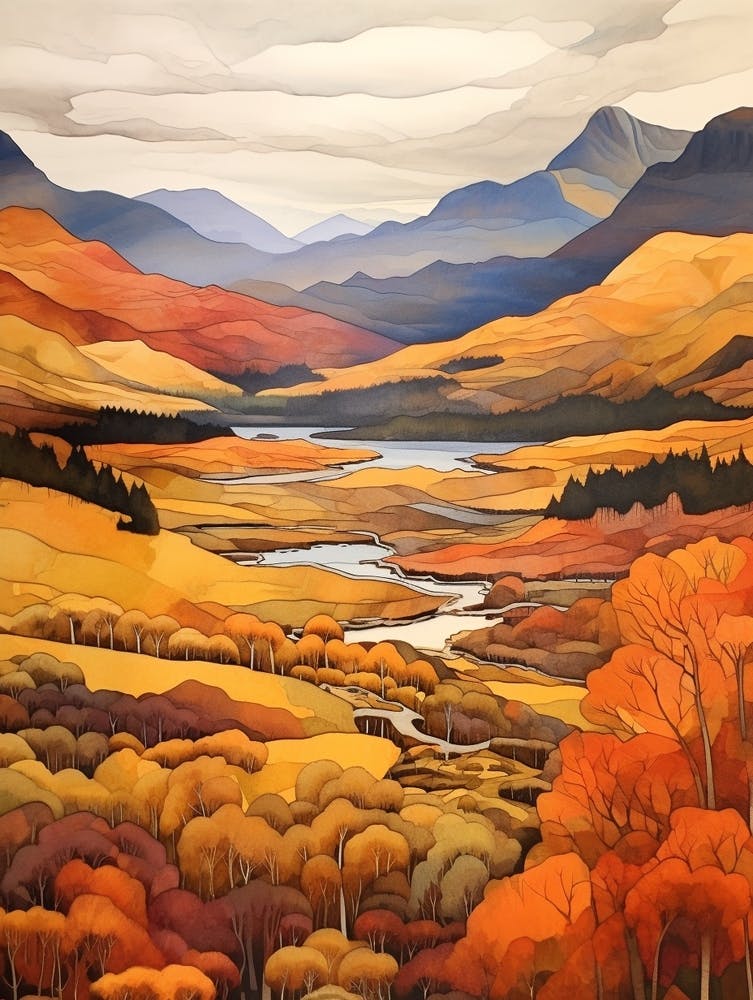 Autumn National Park Painting Fiordland National Park New Zealand 3