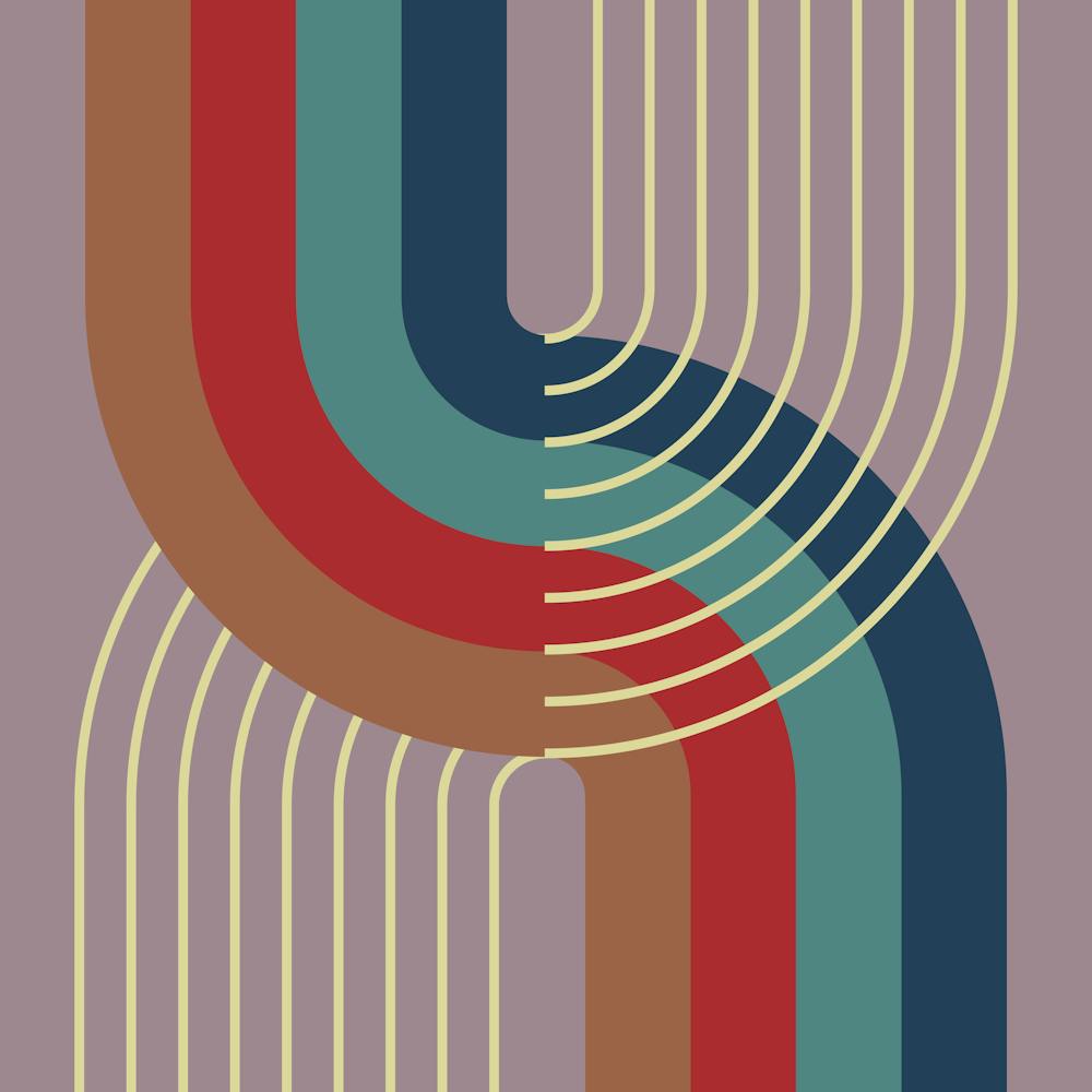 Midcentury Modern Geometric Rainbow Abstract Viv In Persian Vibes 02