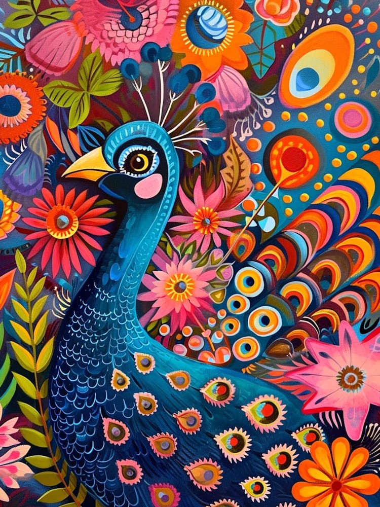 Kitsch Colourful Peacock 1