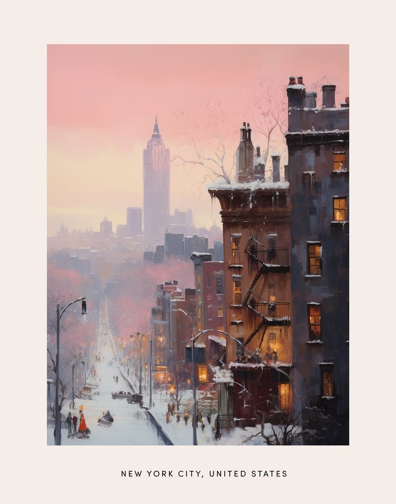 Dreamy Winter Painting Poster New York City Usa 3