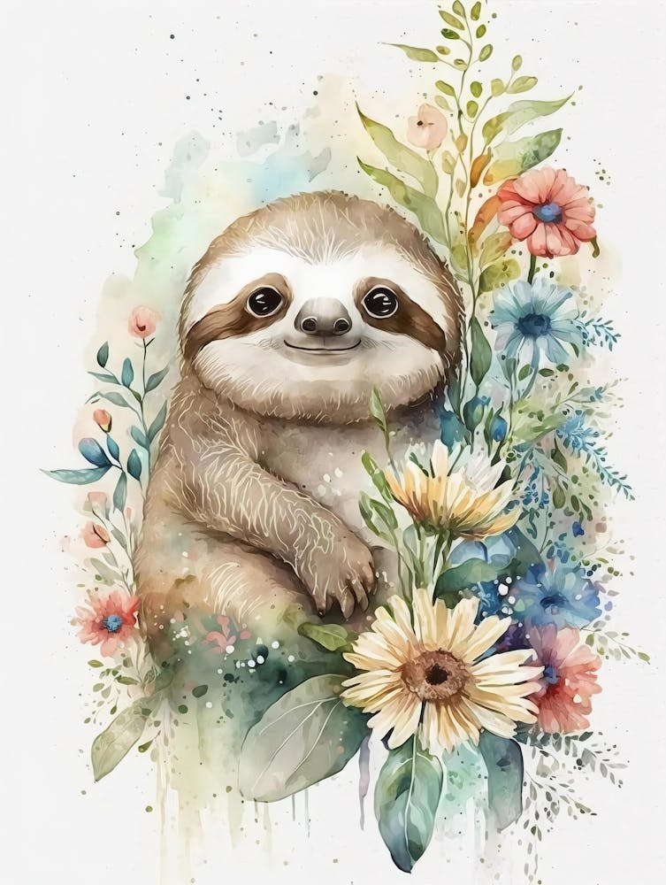 Cute Sloth Watercolor
