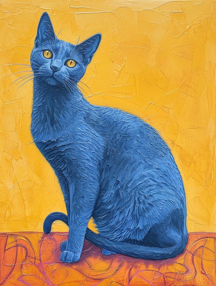 Russian Blue Cat Relief Illustration 3