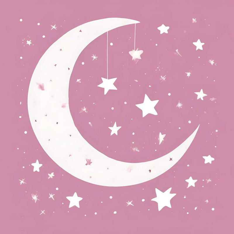 Pink Moon and Stars for Nursery